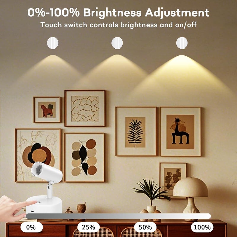 Lightess RGBW Uplights Indoor Spotlight with Remote, 13 Color Changing Wireless LED Uplighting, Dimmable Spot Lights Indoor Accent Lights for Plants Artwork Painting, 2 Pack White - Image 3
